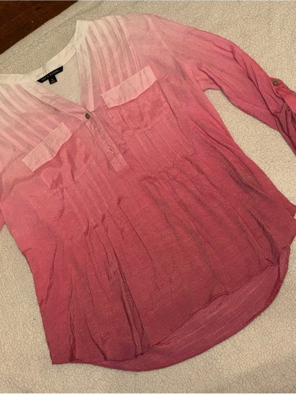 Zac & Rachel Pink Ombre V-Neck Tunic